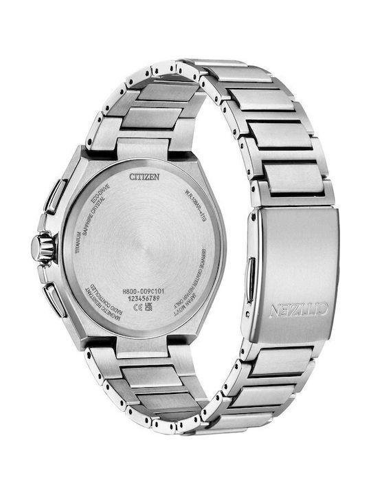 Citizen Eco-drive Radiocontrolled Ανδρικό Ρολόι Χρονογράφος Eco - Drive με Ασημί Μεταλλικό Μπρασελέ