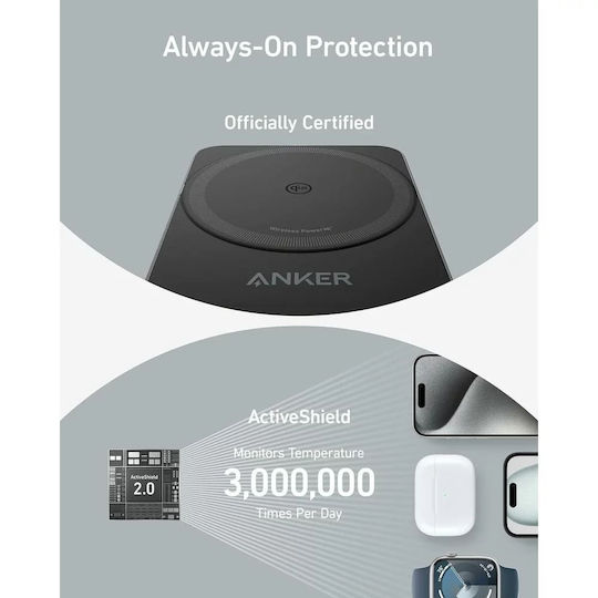 Anker Φορτιστής Magsafe 15W Μαύρος (MagGo 3-in-1 Foldable)