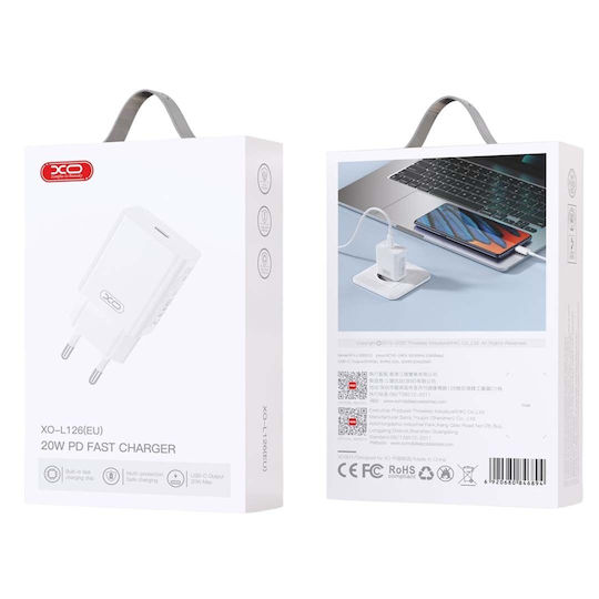 XO Încărcător Fără Cablu cu Port USB-C 20W Quick Charge 2.0 Albς (L126)