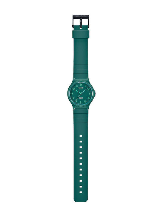 Casio Ανδρικό Ρολόι Μπαταρίας με Πράσινο Καουτσούκ Λουράκι