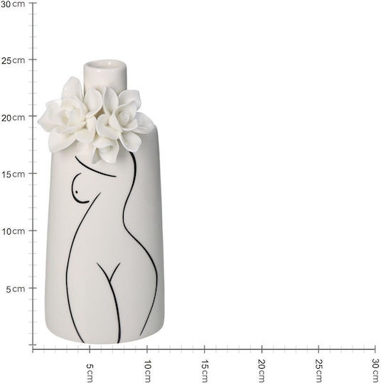 ArteLibre Διακοσμητικό Βάζο Πορσελάνης Εκρού Φ11xΥ25cm