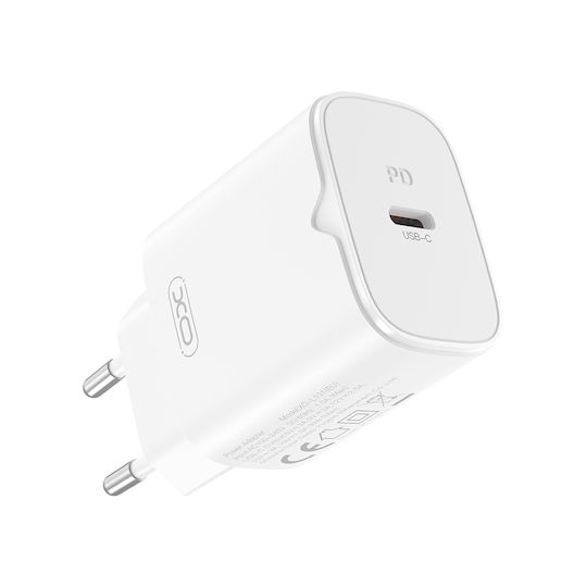 XO Φορτιστής Χωρίς Καλώδιο με Θύρα USB-C 30W Power Delivery Λευκός (L131)