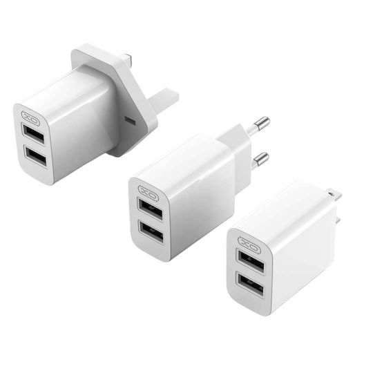 XO Charger Without Cable with 2 USB-A Ports Whites (L109)