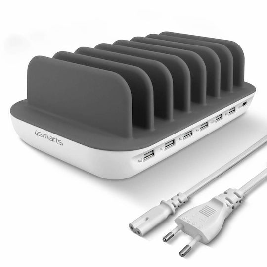 4Smarts Βάση Φόρτισης με 6 Θύρες USB-A και Θύρα USB-C 60W σε Λευκό χρώμα (Charging Station Office)