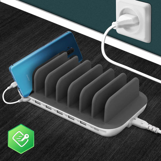4Smarts Βάση Φόρτισης με 6 Θύρες USB-A και Θύρα USB-C 60W σε Λευκό χρώμα (Charging Station Office)