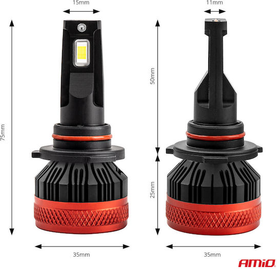 AMiO Λάμπες Αυτοκινήτου X3 HB3-9005 Canbus LED 6500K Ψυχρό Λευκό 90W 2τμχ