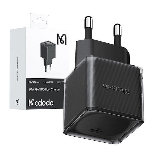 Mcdodo GaN Wireless Charger with USB-C Port 20W Power Delivery Black