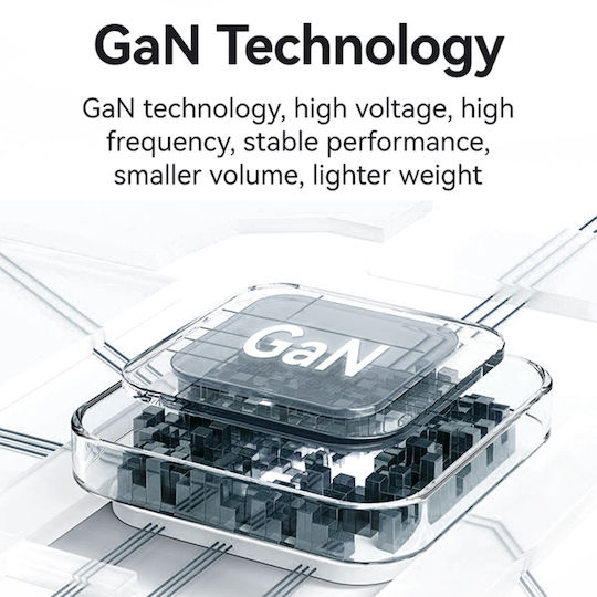Usams Φορτιστής GaN με Θύρα USB-C και Καλώδιο Lightning 35W Power Delivery Λευκός (CC209TC02)