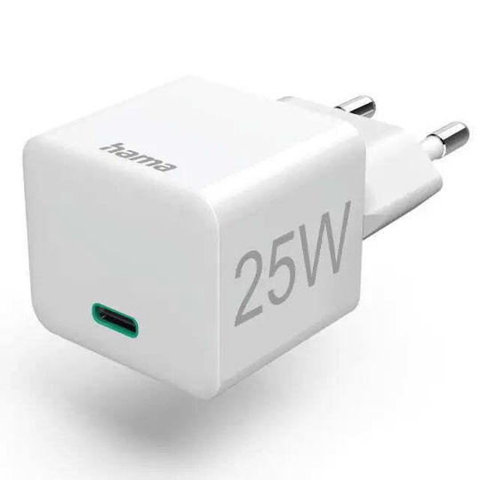 HAMA Charger Without Cable with USB-C Port 25W Quick Charge 3.0 Whites (00201652)