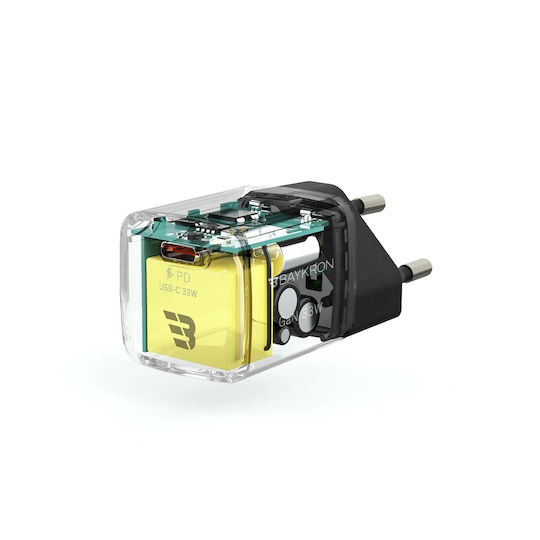 Baykron Φορτιστής Χωρίς Καλώδιο GaN με Θύρα USB-C 33W Power Delivery Μαύρος (BA-WC-001)