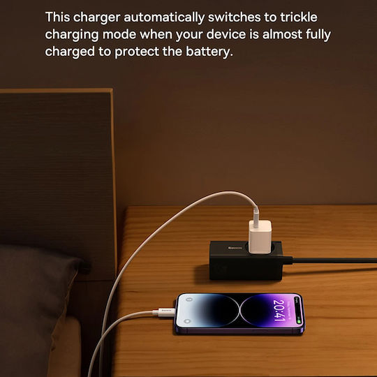 Baseus GaN с USB-C порт и кабел USB-C - USB-C 30W Moon White (Gan5)