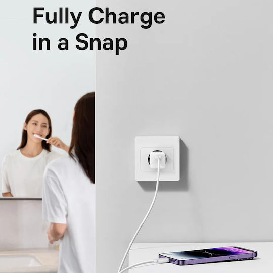 Baseus GaN с USB-C порт и кабел USB-C - USB-C 30W Cluster Black (Gan5)