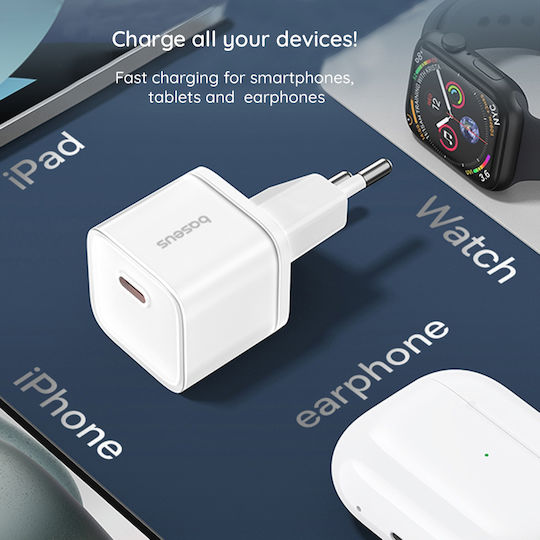 Baseus GaN Wireless Charger with USB-C Port 20W Power Delivery and Quick Charge 3.0 Black