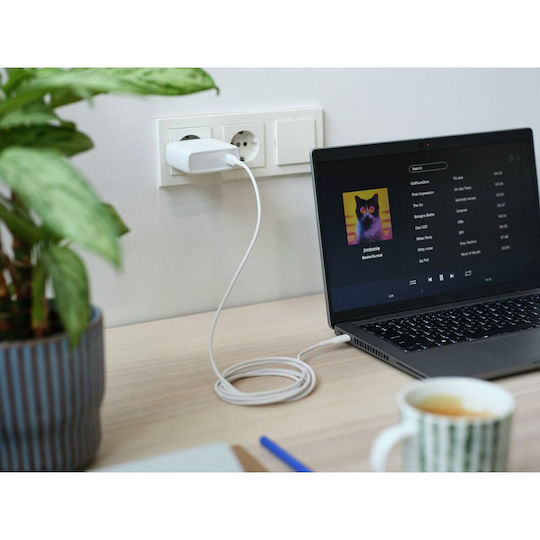 Trust Φορτιστής με Θύρα USB-C και Καλώδιο USB-C - USB-C 100W Power Delivery Λευκός (25140)