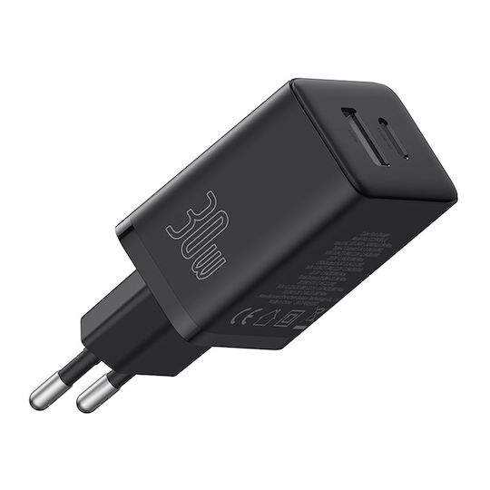 Baseus Charger Without Cable with USB-A Port and USB-C Port 30W Power Delivery Blacks (Cube)