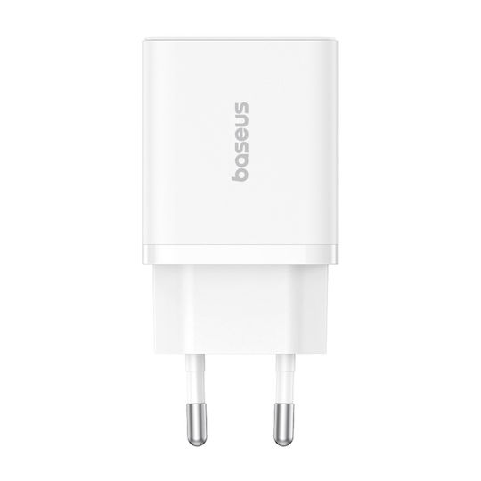 Baseus Ladegerät ohne Kabel mit USB-A Anschluss und USB-C Anschluss 20W Stromlieferung Weißs (Cube)