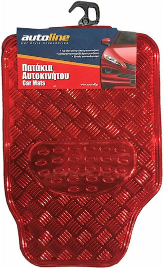 Autoline Set of Front and Rear Mats Universal 4pcs Red
