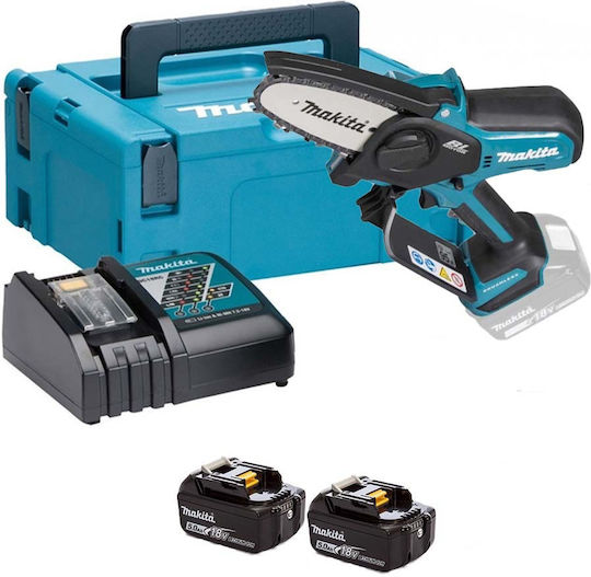 Makita Кастрене Акумулаторен верижен трион 1x3Ах Безчетков 18V 1.5кг с шина 10см