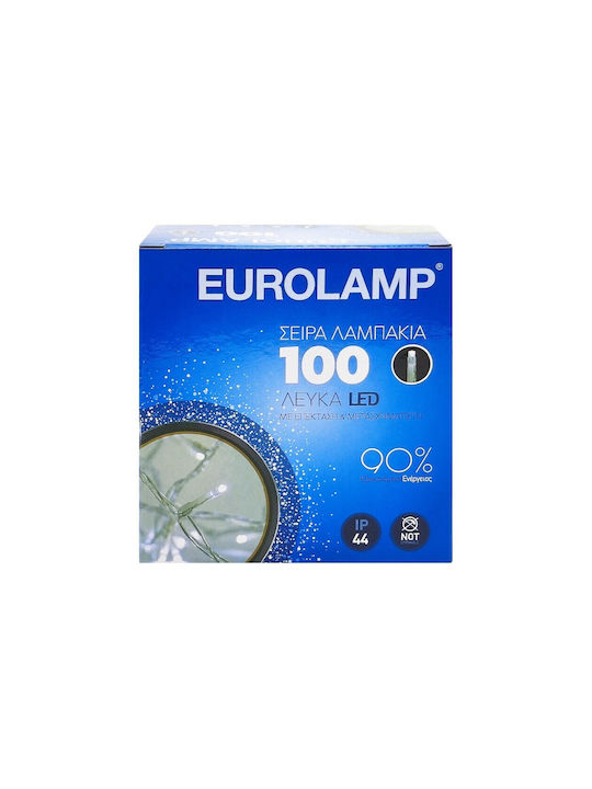 100 Lights LED 4.95m. Cold White in String 3pcs Eurolamp