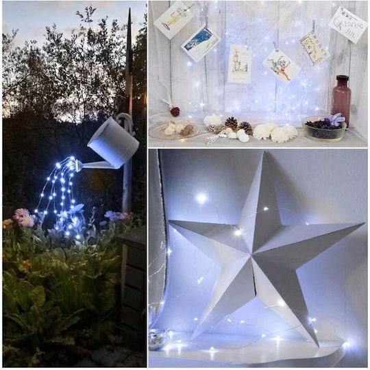 100 Lichterketten LED 12m. Kaltes Weiß Solar in Zeichenfolge 1Stück