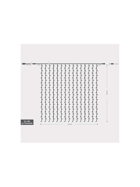 360 Lights LED 2m. x 200cm Natural White type Curtain 1pcs