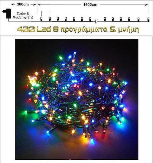 400 Luminite LED 16m. Multicolore tip Șir 1buc 400 Luminite LED 16m. Multicolore tip Șir 1buc