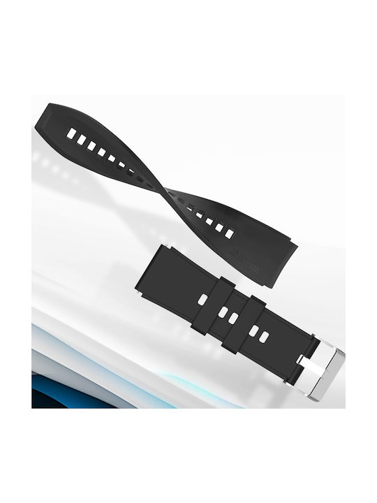 Huawei Watch Gt Runner Strap Reinforced Silicone Silver Buckle Black