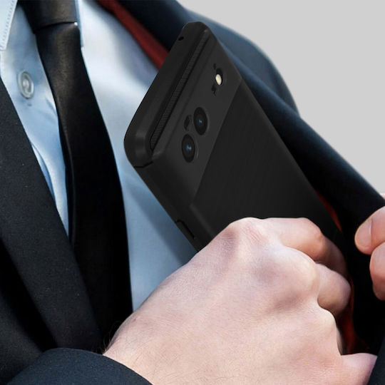 Google Pixel 6 Verstärkte Flexible Hülle Gebürsteter Carbon-Effekt Schwarz