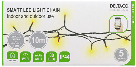 80 Smart LED Lights 10m White String