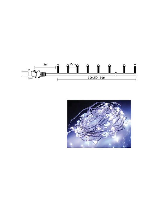 300 Λαμπάκια LED 30μ. Λευκά σε Σειρά