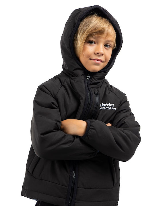 Kids' Casual Jacket with Lining & Hood Black