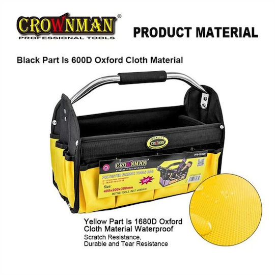Crownman Open Top Waterproof Black Over the Shoulder Tool Bag