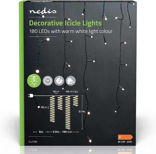 180 Lights LED 10.9m. x 70cm Warm White type Curtain 1pcs