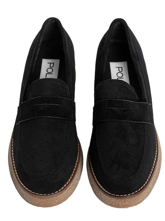 Leather Women's Moccasins in Black Color
