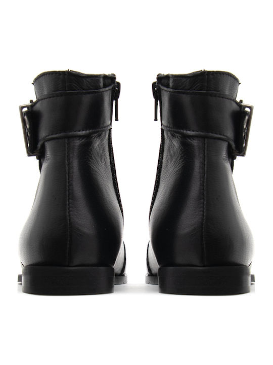 Leder Stiefeletten Damen Schwarz