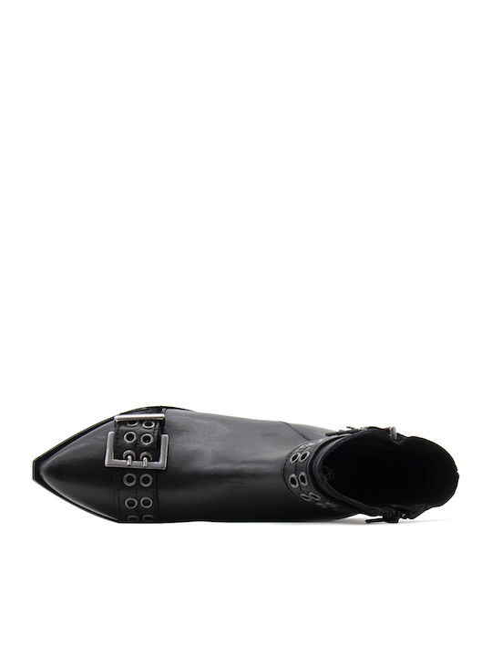 Leder Stiefeletten Damen Schwarz