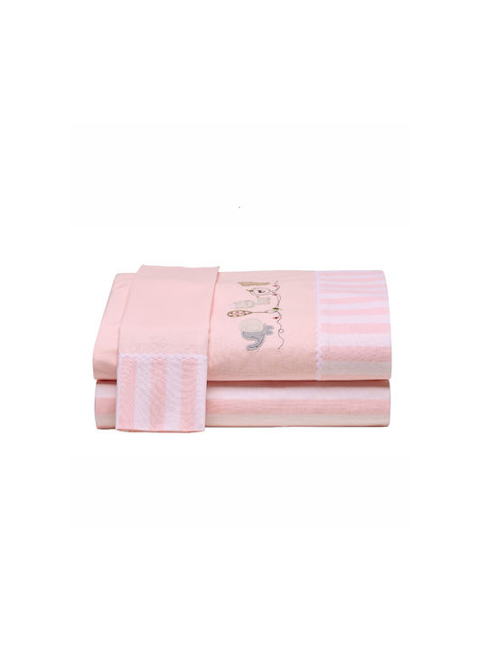 Kentia Σετ Βρεφικά Σεντόνια Κούνιας Βαμβακερά Marenia Pink Ροζ 120x160εκ. 3τμχ