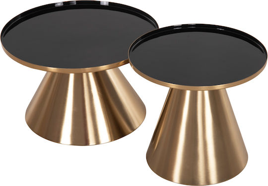 Round Side Coffee Table Lorme Metal Black & Gold 2 Pieces W40xL40xH35cm