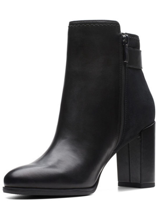 Buckle Ghete Dama Chelsea De Piele Cu Toc Înalt Negre
