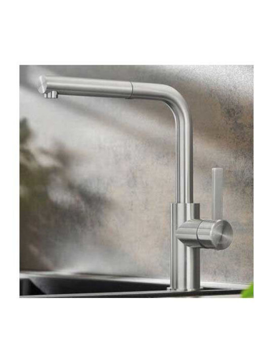 Blanco Landoras Kitchen Faucet Counter with Pull-Out Spray Silver