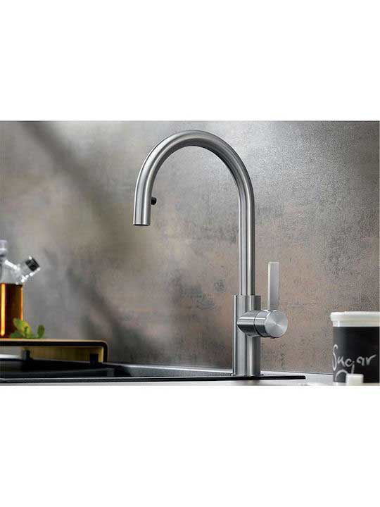 Blanco Candors Kitchen Counter Faucet with Pull-Out Spray Silver