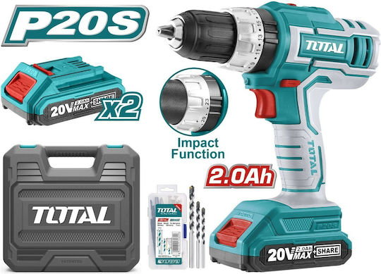 Total Percussive Drill Driver Battery Brushless 20V 2x2Ah