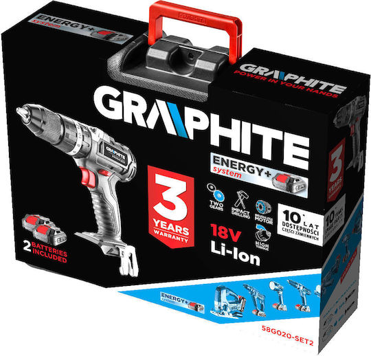 Graphite 58G020-SET2 Percussive Drill Driver Battery Brushless 18V 2x2Ah