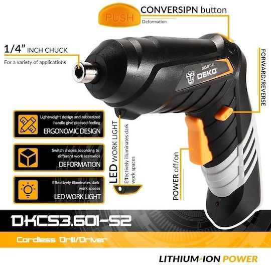 Deko DKCS3.6O1-S2 Battery Screwdriver 3.6V 1x0.4Ah