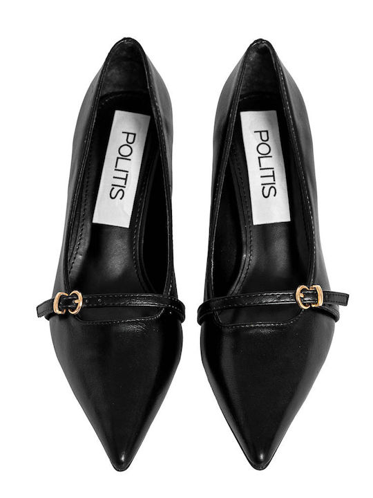 Anatomic Leather Pointed Toe Black Medium Heels