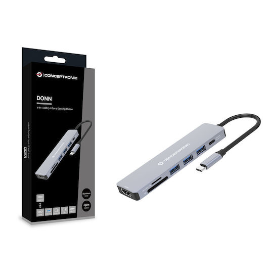 Conceptronic USB-C Docking Station με HDMI 4K PD Γκρι (DONN19G)