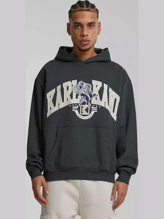 Sweatshirt with Hood Grey Melange, Red, Light Grey