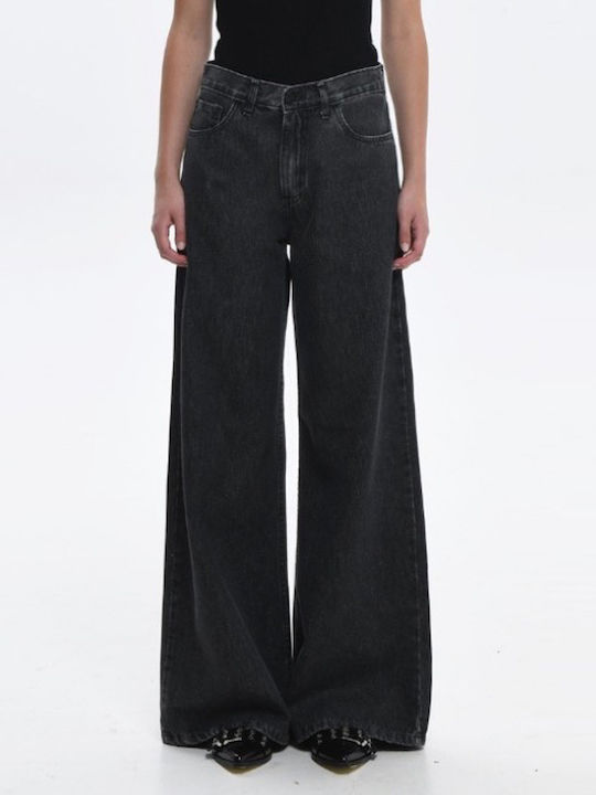 Sac & Co High Waist Women's Jean Trousers Black