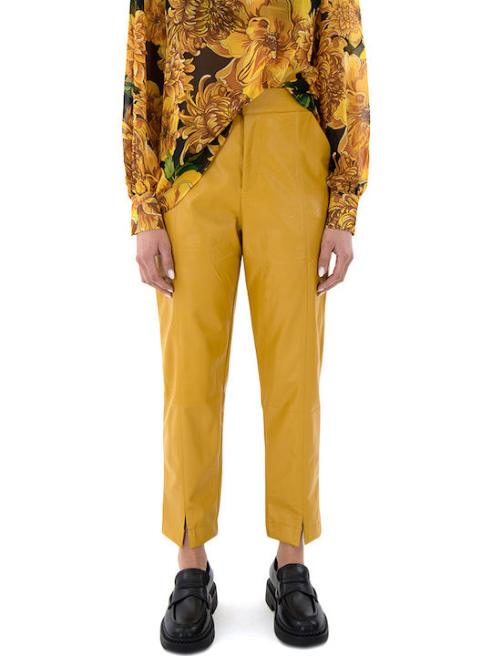MY T Women's High-waisted Fabric Trousers Yellow (mustard) MY T Women's High-waisted Fabric Trousers Yellow (mustard)