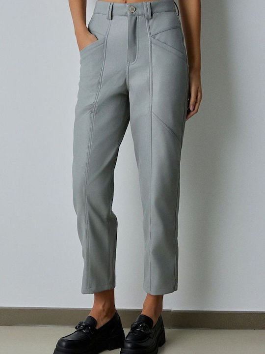 Dama Tesatura Pantaloni cu Croială Normală Gray